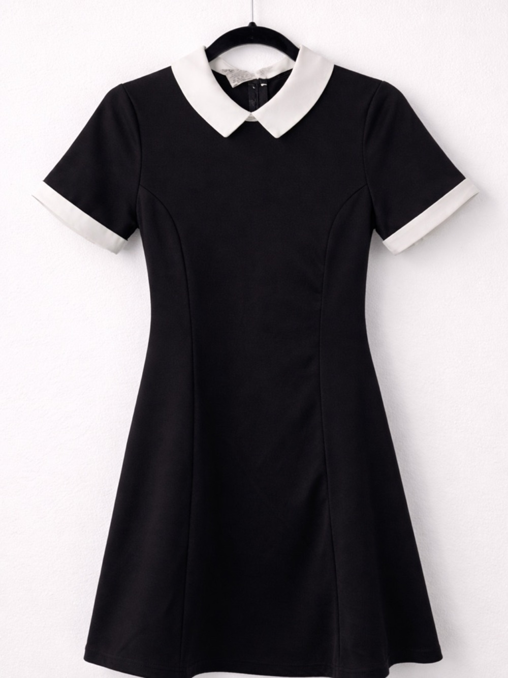 Spirit Black Mini Dress with White Collar and Cuff Trim
